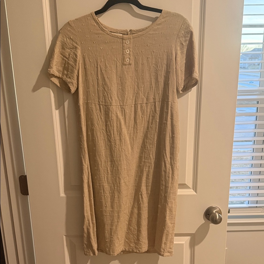 Talbots Textured Tan Linen Midi Dress